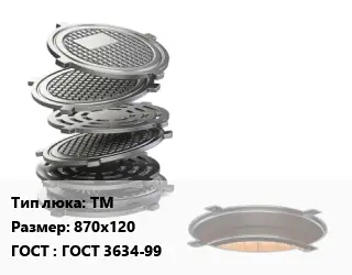 Люк чугунный ТМ 870х120 ГОСТ: ГОСТ 3634-99